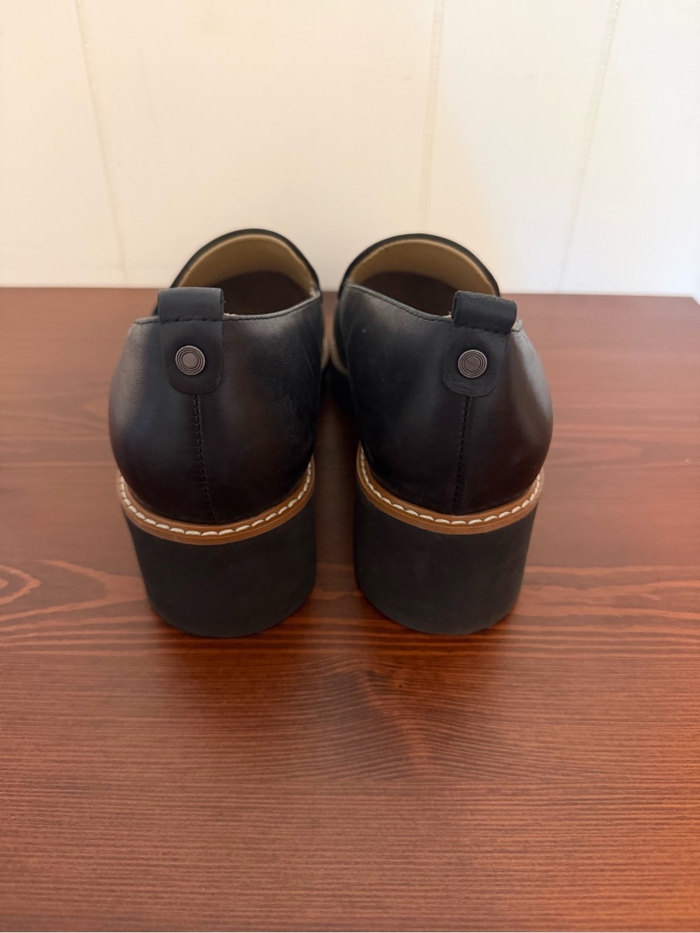 Naturalizer Black Leather Platform Loafers - Picture 3 of 6